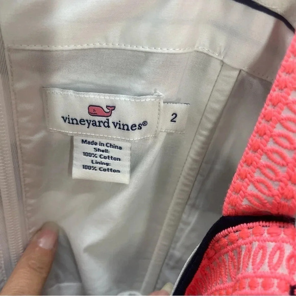 Vineyard Vines Nautical Navy Blue White Striped Embroidered Trim Dress - Picture 3 of 12